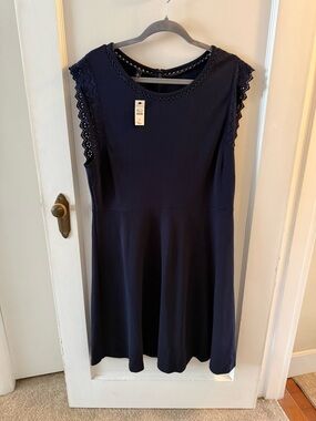 Talbots Navy Dress with Lace Trim NWT Size XL